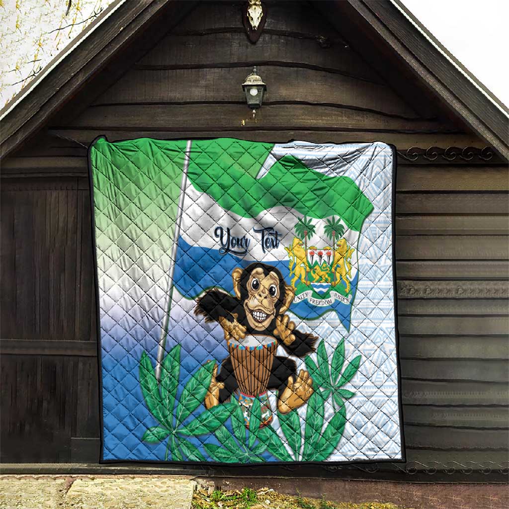 Personalised Afro Sierra Leone Quilt Chimp With Drum - Happy Independence Day