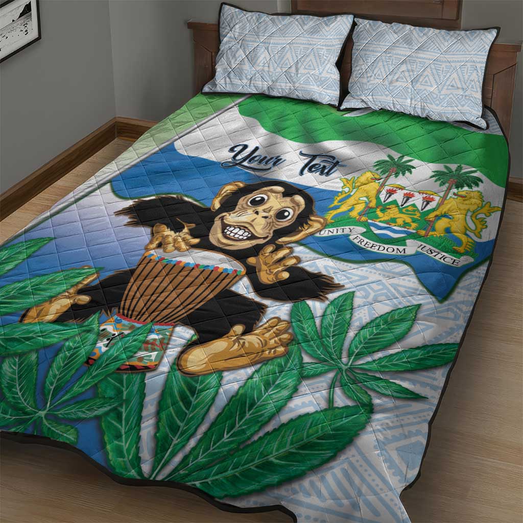 Personalised Afro Sierra Leone Quilt Bed Set Chimp With Drum - Happy Independence Day