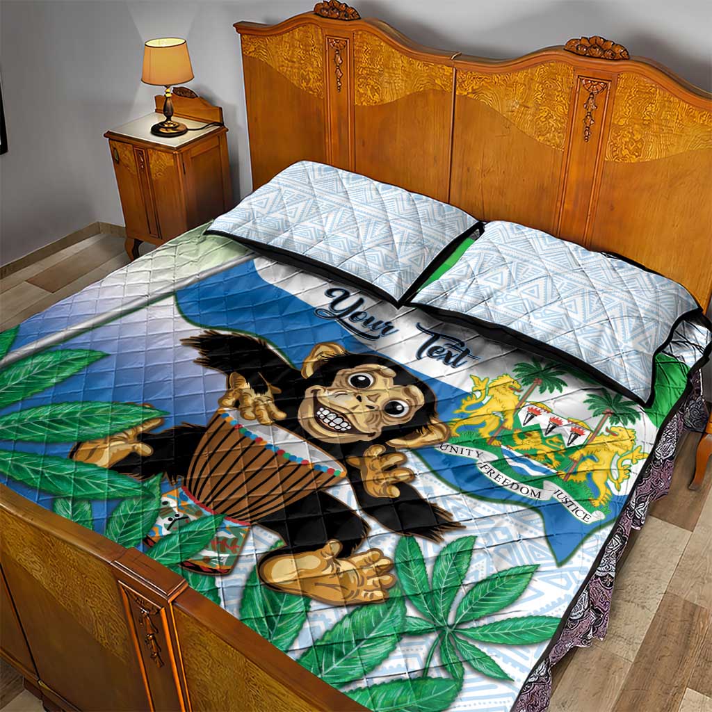 Personalised Afro Sierra Leone Quilt Bed Set Chimp With Drum - Happy Independence Day