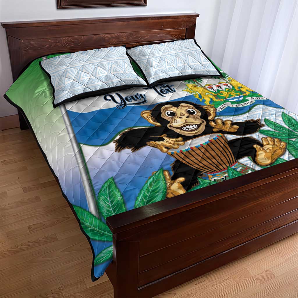 Personalised Afro Sierra Leone Quilt Bed Set Chimp With Drum - Happy Independence Day