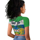 Personalised Afro Sierra Leone Raglan Cropped T shirt Chimp With Drum - Happy Independence Day