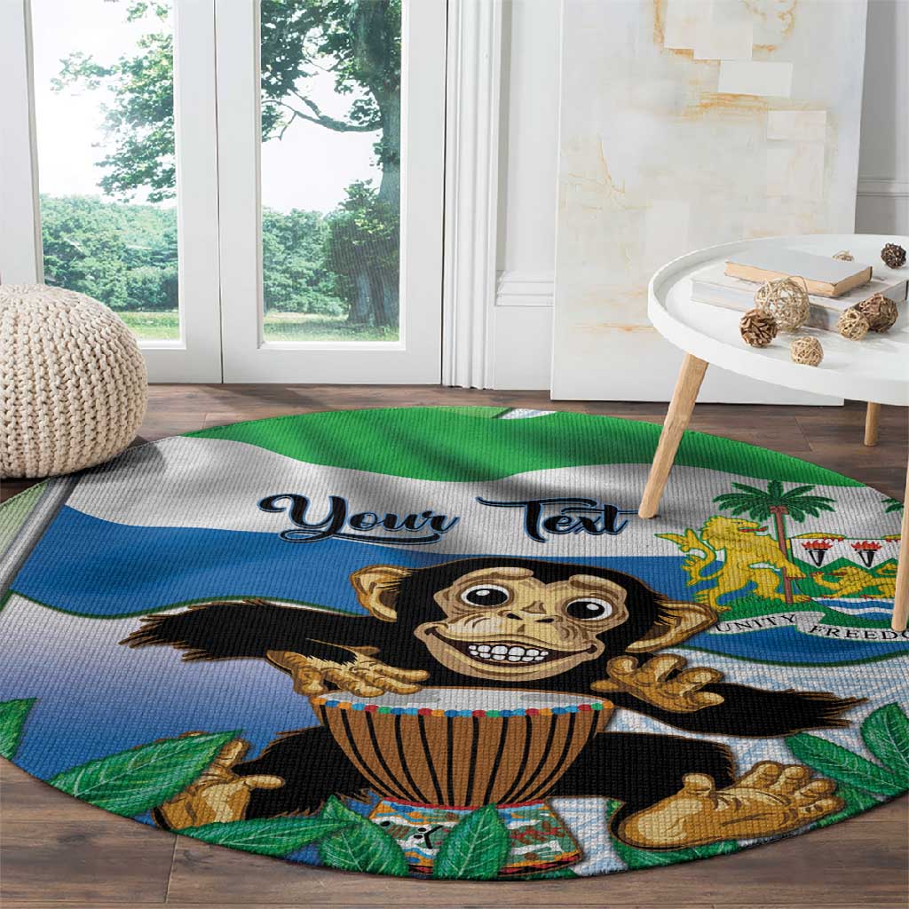 Personalised Afro Sierra Leone Round Carpet Chimp With Drum - Happy Independence Day