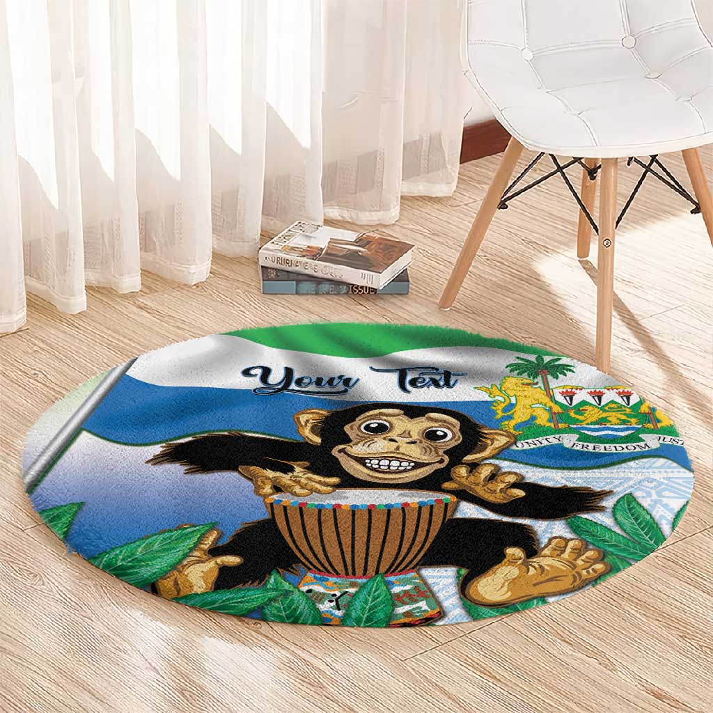 Personalised Afro Sierra Leone Round Carpet Chimp With Drum - Happy Independence Day