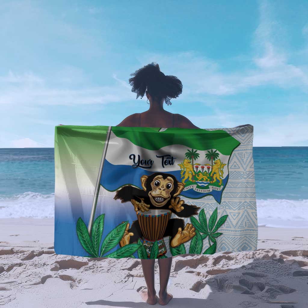 Personalised Afro Sierra Leone Sarong Chimp With Drum - Happy Independence Day