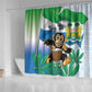 Personalised Afro Sierra Leone Shower Curtain Chimp With Drum - Happy Independence Day