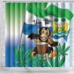 Personalised Afro Sierra Leone Shower Curtain Chimp With Drum - Happy Independence Day