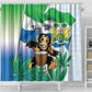 Personalised Afro Sierra Leone Shower Curtain Chimp With Drum - Happy Independence Day