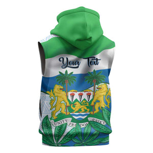 Personalised Afro Sierra Leone Sleeveless Hoodie Chimp With Drum - Happy Independence Day - African Pride