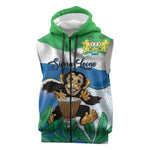 Personalised Afro Sierra Leone Sleeveless Zip Hoodie Chimp With Drum - Happy Independence Day - African Pride