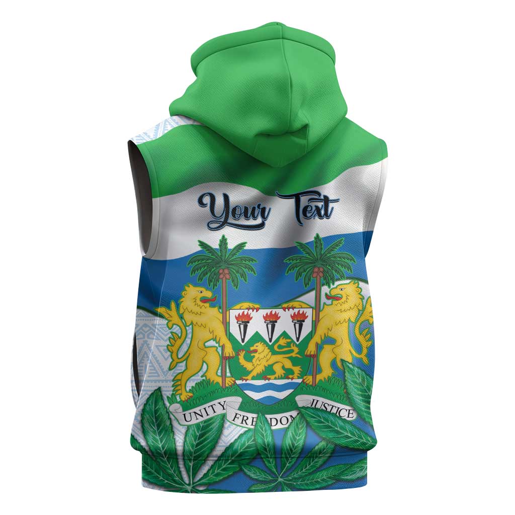 Personalised Afro Sierra Leone Sleeveless Zip Hoodie Chimp With Drum - Happy Independence Day - African Pride