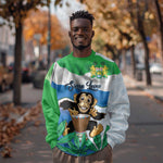 Personalised Afro Sierra Leone Sweatshirt Chimp With Drum - Happy Independence Day