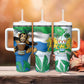 Personalised Afro Sierra Leone Tumbler With Handle Chimp With Drum - Happy Independence Day
