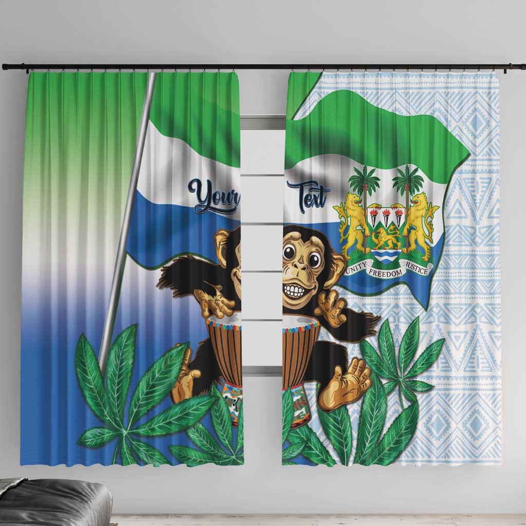 Personalised Afro Sierra Leone Window Curtain Chimp With Drum - Happy Independence Day