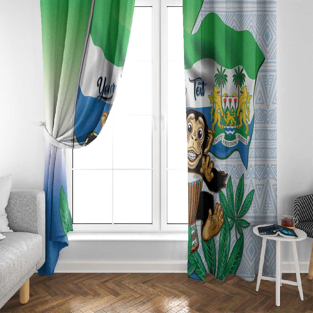 Personalised Afro Sierra Leone Window Curtain Chimp With Drum - Happy Independence Day