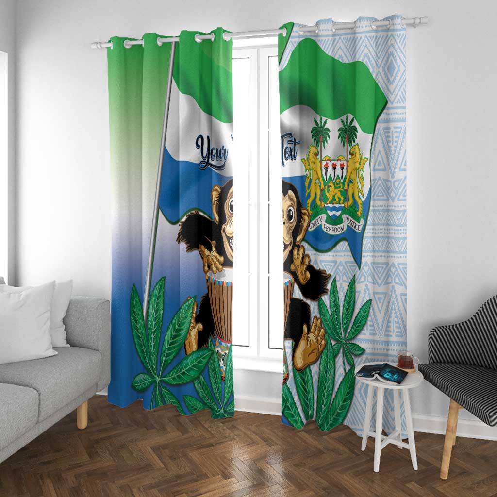 Personalised Afro Sierra Leone Window Curtain Chimp With Drum - Happy Independence Day