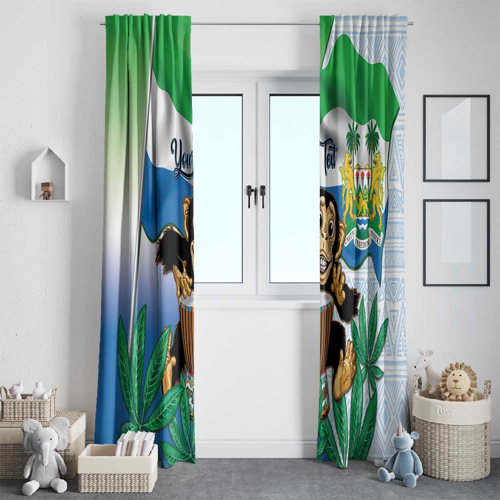 Personalised Afro Sierra Leone Window Curtain Chimp With Drum - Happy Independence Day