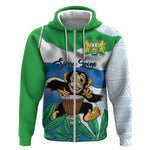 Personalised Afro Sierra Leone Zip Hoodie Chimp With Drum - Happy Independence Day