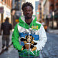 Personalised Afro Sierra Leone Zip Hoodie Chimp With Drum - Happy Independence Day