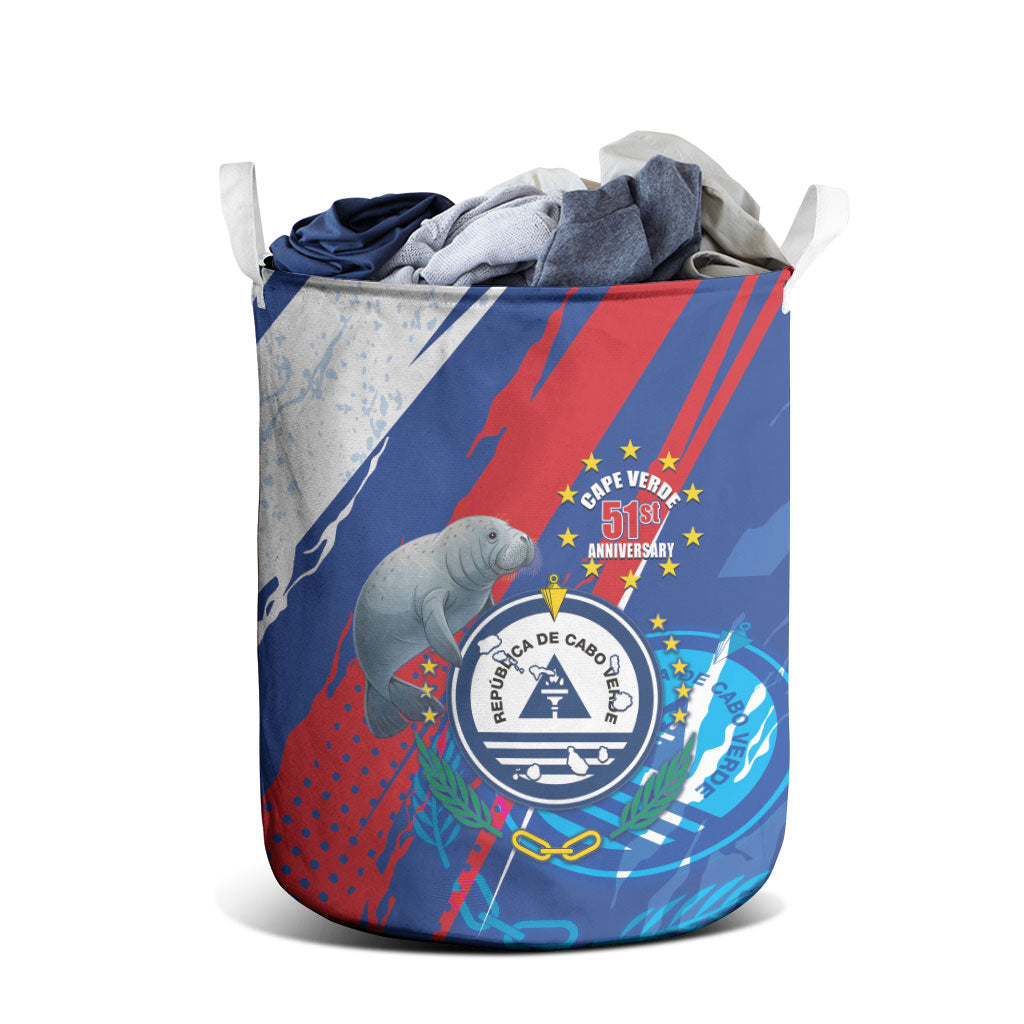 Cape Verde Independence Day Laundry Basket 51st Anniversary Manatee Coat Of Arms