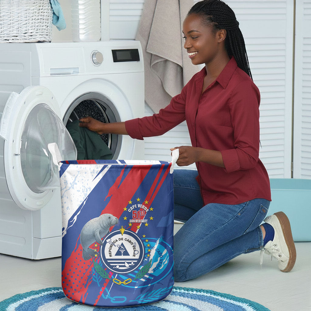 Cape Verde Independence Day Laundry Basket 51st Anniversary Manatee Coat Of Arms