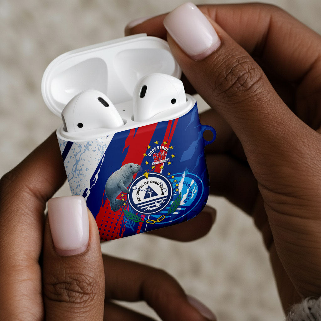 Cape Verde Independence Day AirPods Case 51st Anniversary Manatee Coat Of Arms