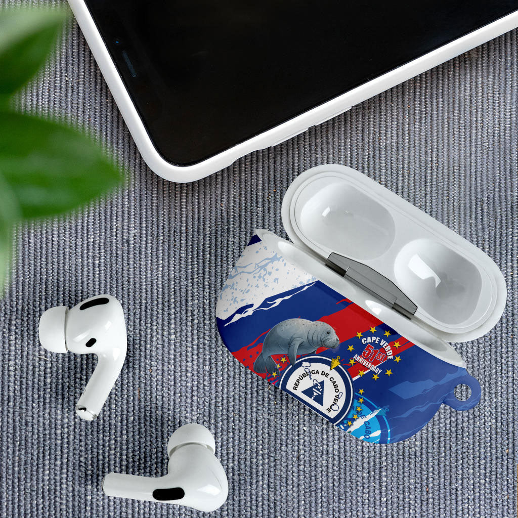 Cape Verde Independence Day AirPods Case 51st Anniversary Manatee Coat Of Arms