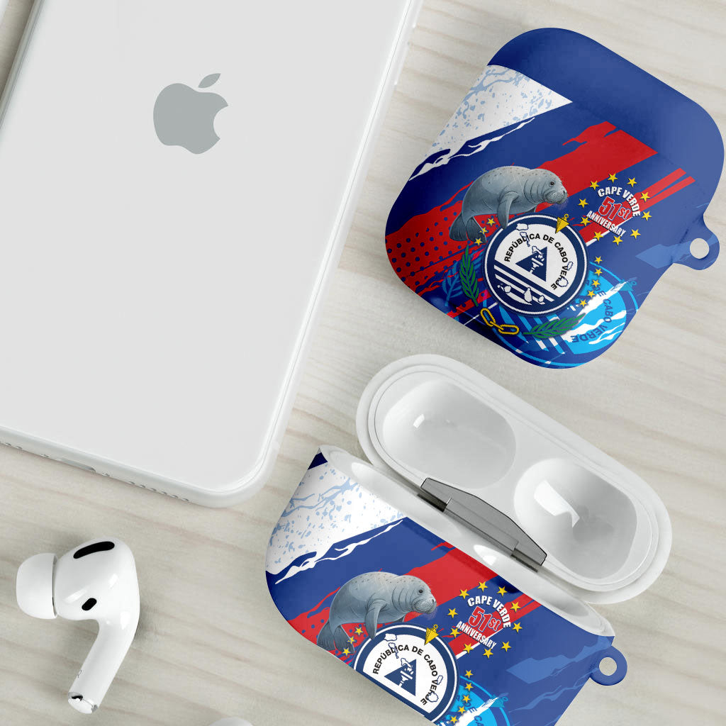 Cape Verde Independence Day AirPods Case 51st Anniversary Manatee Coat Of Arms