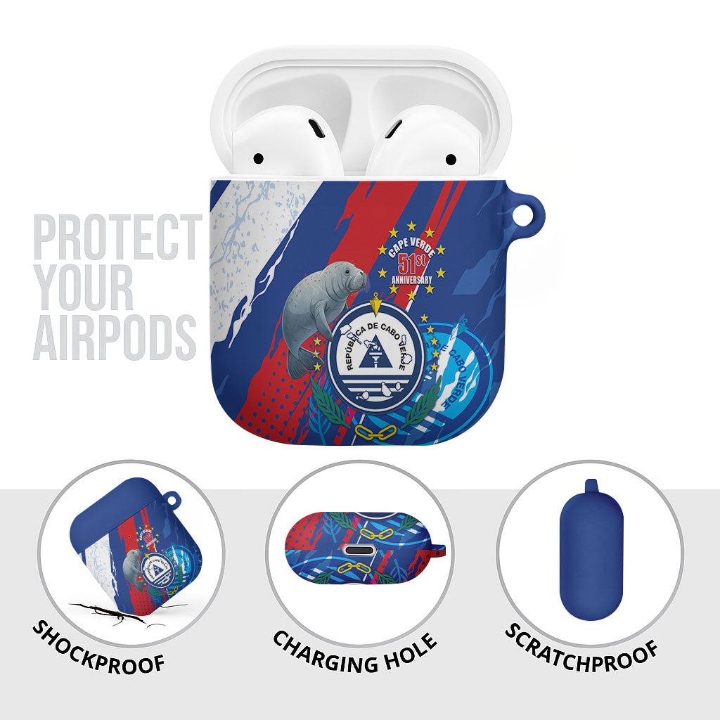 Cape Verde Independence Day AirPods Case 51st Anniversary Manatee Coat Of Arms