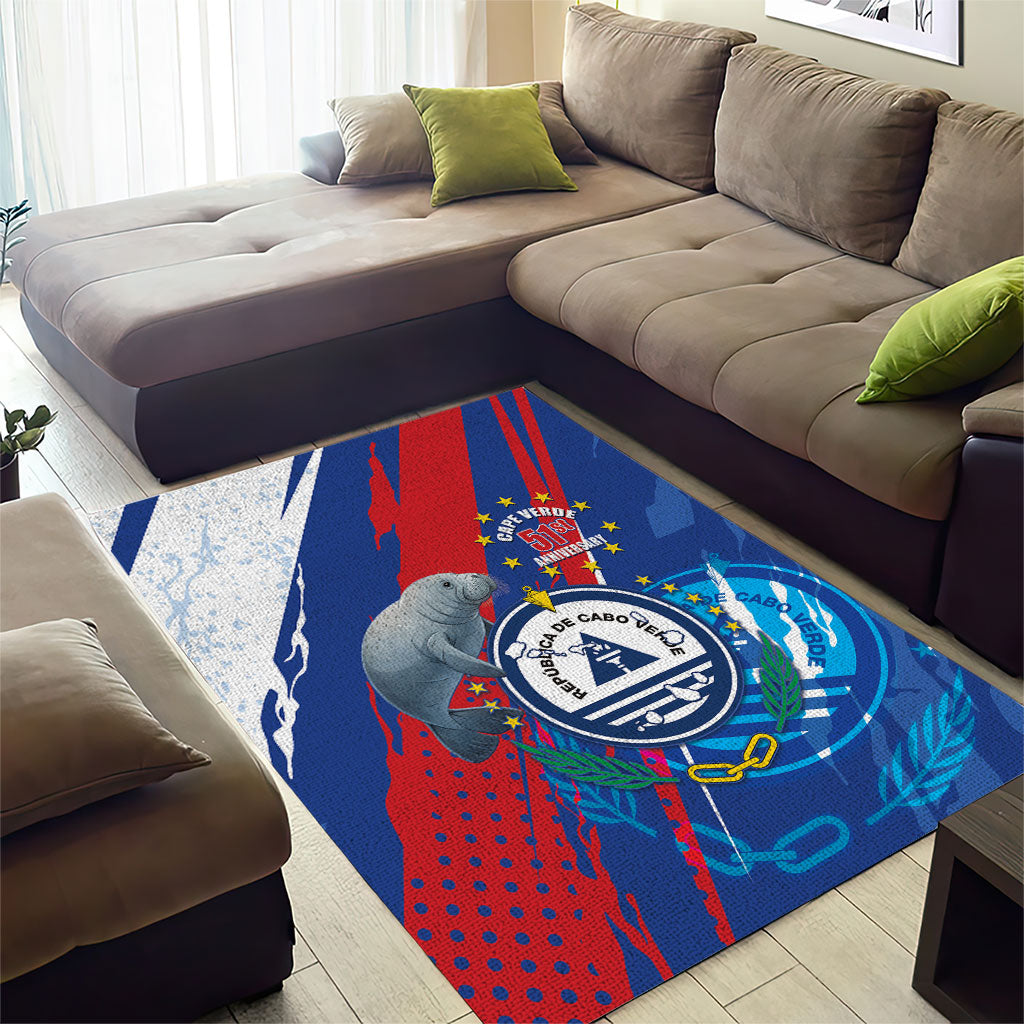 Cape Verde Independence Day Area Rug 51st Anniversary Manatee Coat Of Arms