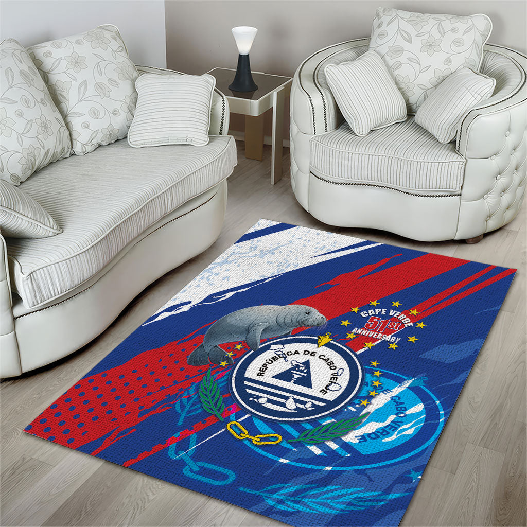 Cape Verde Independence Day Area Rug 51st Anniversary Manatee Coat Of Arms