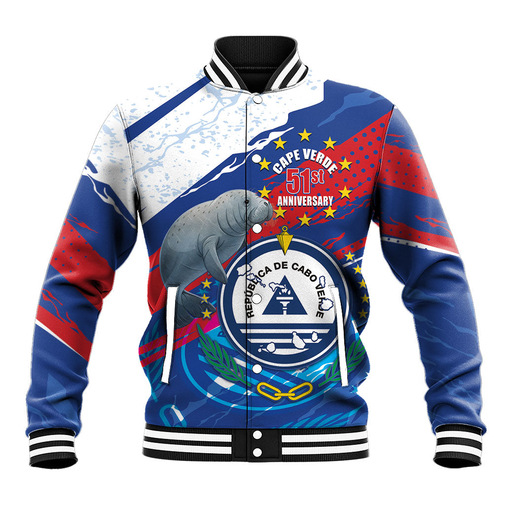 Personalized Cape Verde Independence Day Baseball Jacket 51st Anniversary Manatee Coat Of Arms