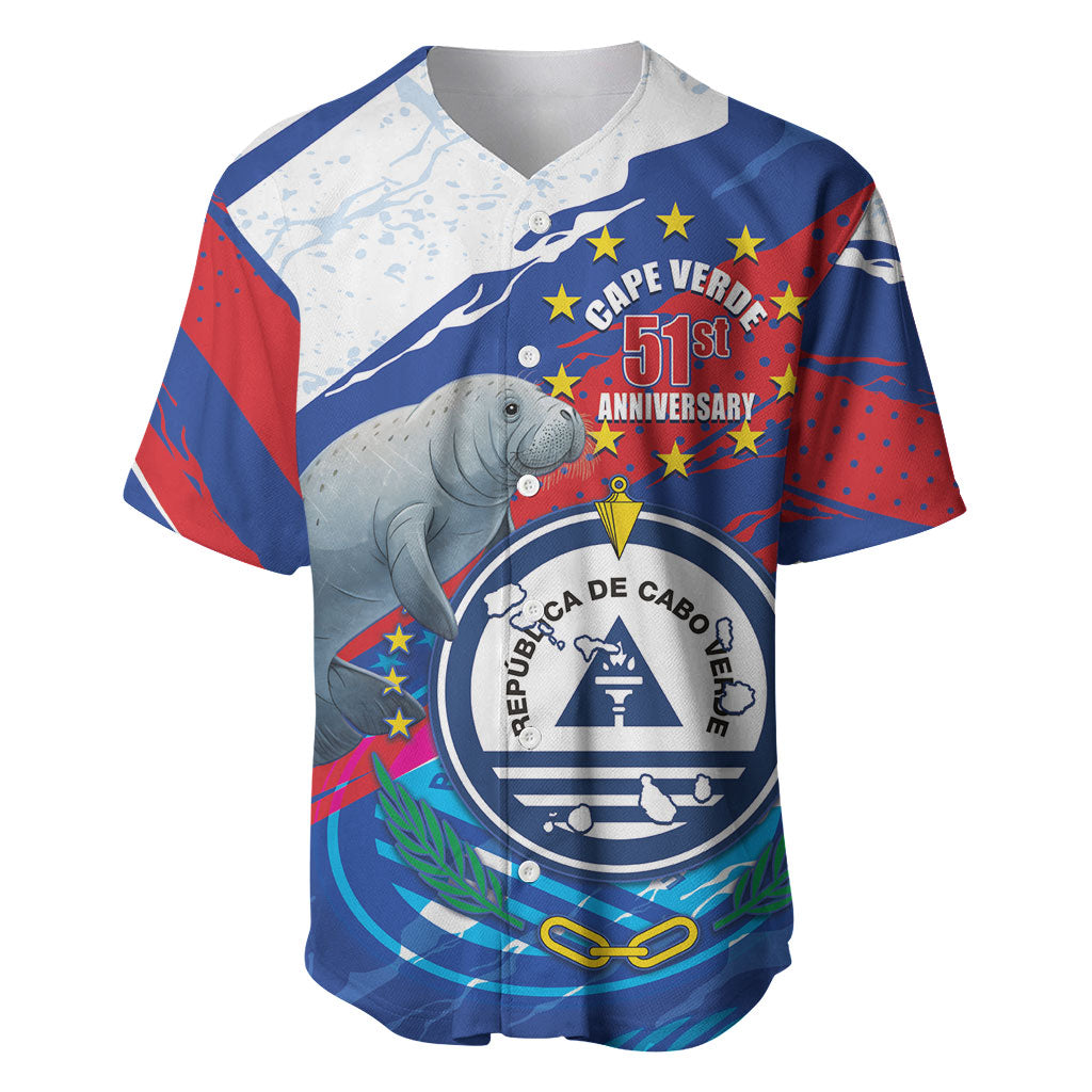 Personalized Cape Verde Independence Day Baseball Jersey 51st Anniversary Manatee Coat Of Arms