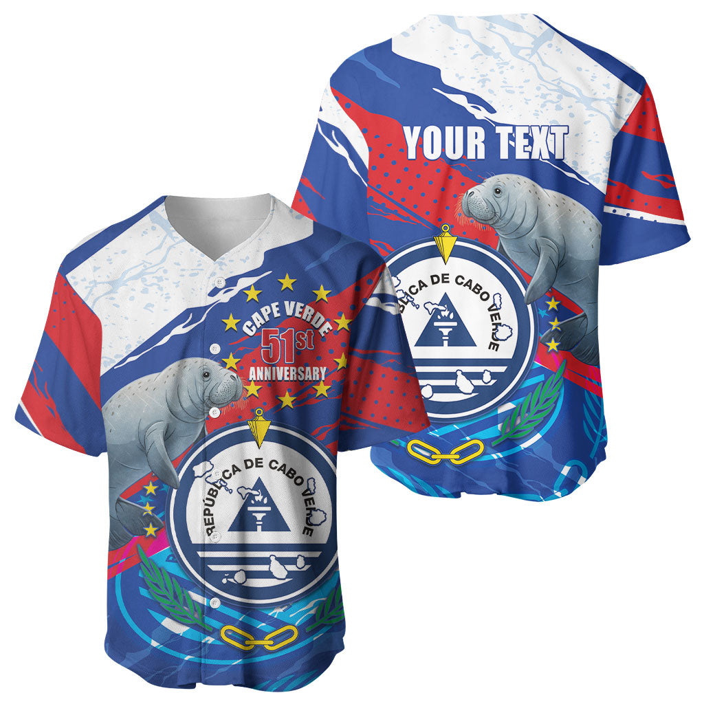 Personalized Cape Verde Independence Day Baseball Jersey 51st Anniversary Manatee Coat Of Arms
