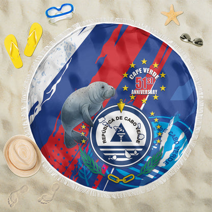 Cape Verde Independence Day Beach Blanket 51st Anniversary Manatee Coat Of Arms