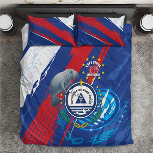 Cape Verde Independence Day Bedding Set 51st Anniversary Manatee Coat Of Arms