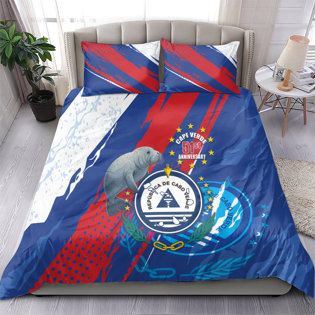 Cape Verde Independence Day Bedding Set 51st Anniversary Manatee Coat Of Arms