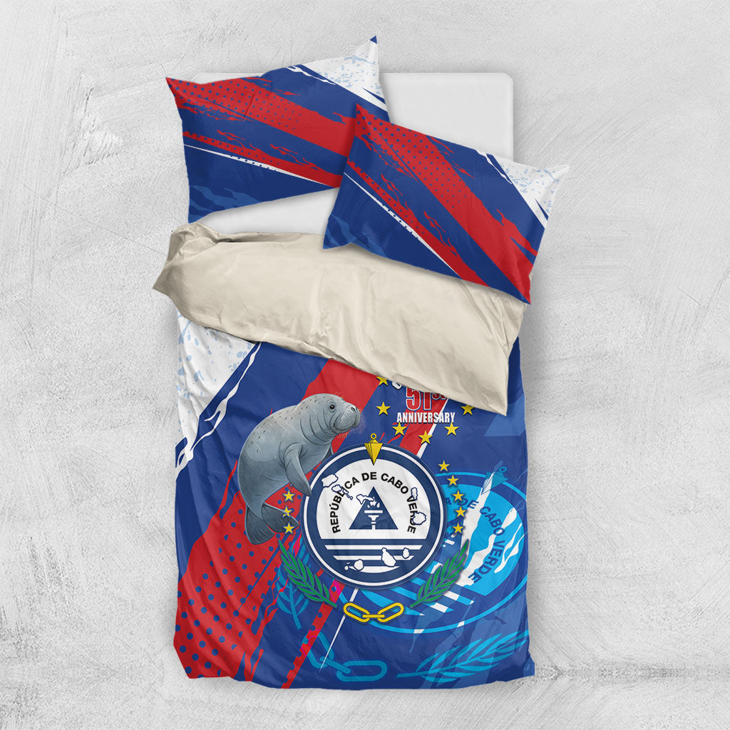 Cape Verde Independence Day Bedding Set 51st Anniversary Manatee Coat Of Arms
