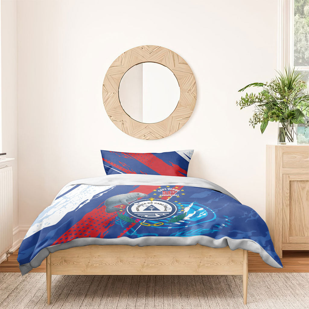 Cape Verde Independence Day Bedding Set 51st Anniversary Manatee Coat Of Arms