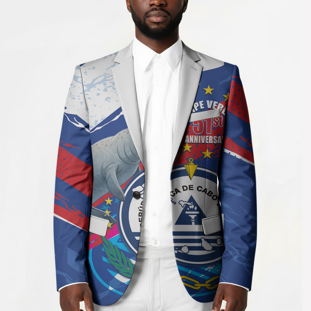 Personalized Cape Verde Independence Day Blazer 51st Anniversary Manatee Coat Of Arms