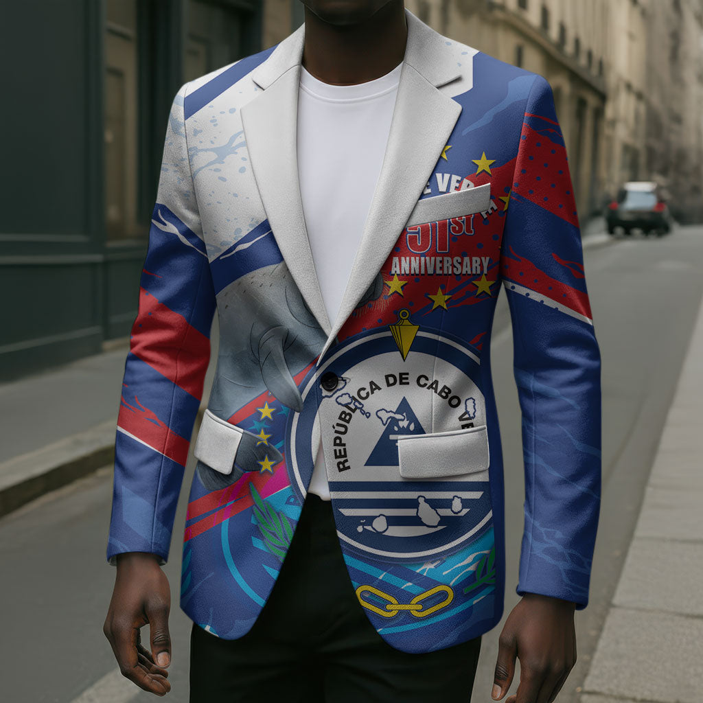 Personalized Cape Verde Independence Day Blazer 51st Anniversary Manatee Coat Of Arms