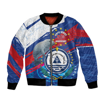 Personalized Cape Verde Independence Day Bomber Jacket 51st Anniversary Manatee Coat Of Arms