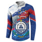 Personalized Cape Verde Independence Day Button Sweatshirt 51st Anniversary Manatee Coat Of Arms