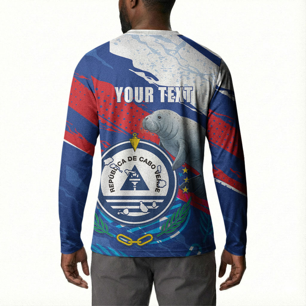 Personalized Cape Verde Independence Day Button Sweatshirt 51st Anniversary Manatee Coat Of Arms