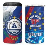 Personalized Cape Verde Independence Day 4 in 1 Can Cooler Tumbler 51st Anniversary Manatee Coat Of Arms