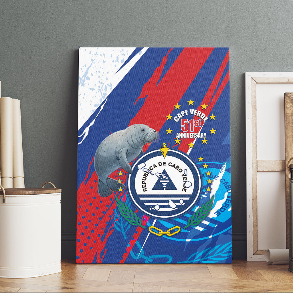 Cape Verde Independence Day Canvas Wall Art 51st Anniversary Manatee Coat Of Arms