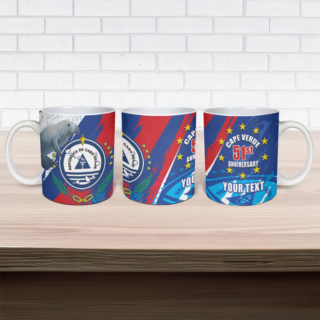 Personalized Cape Verde Independence Day Ceramic Mug 51st Anniversary Manatee Coat Of Arms