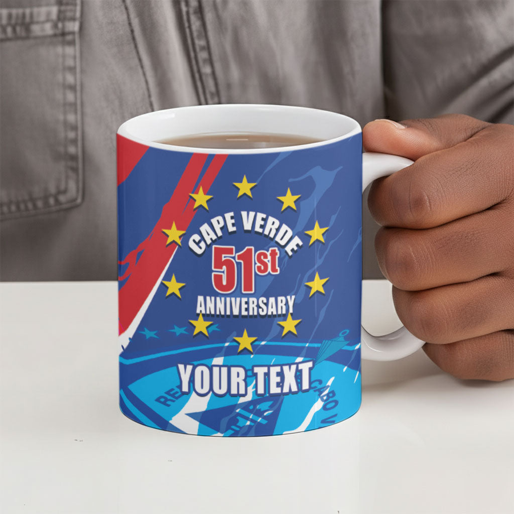 Personalized Cape Verde Independence Day Ceramic Mug 51st Anniversary Manatee Coat Of Arms