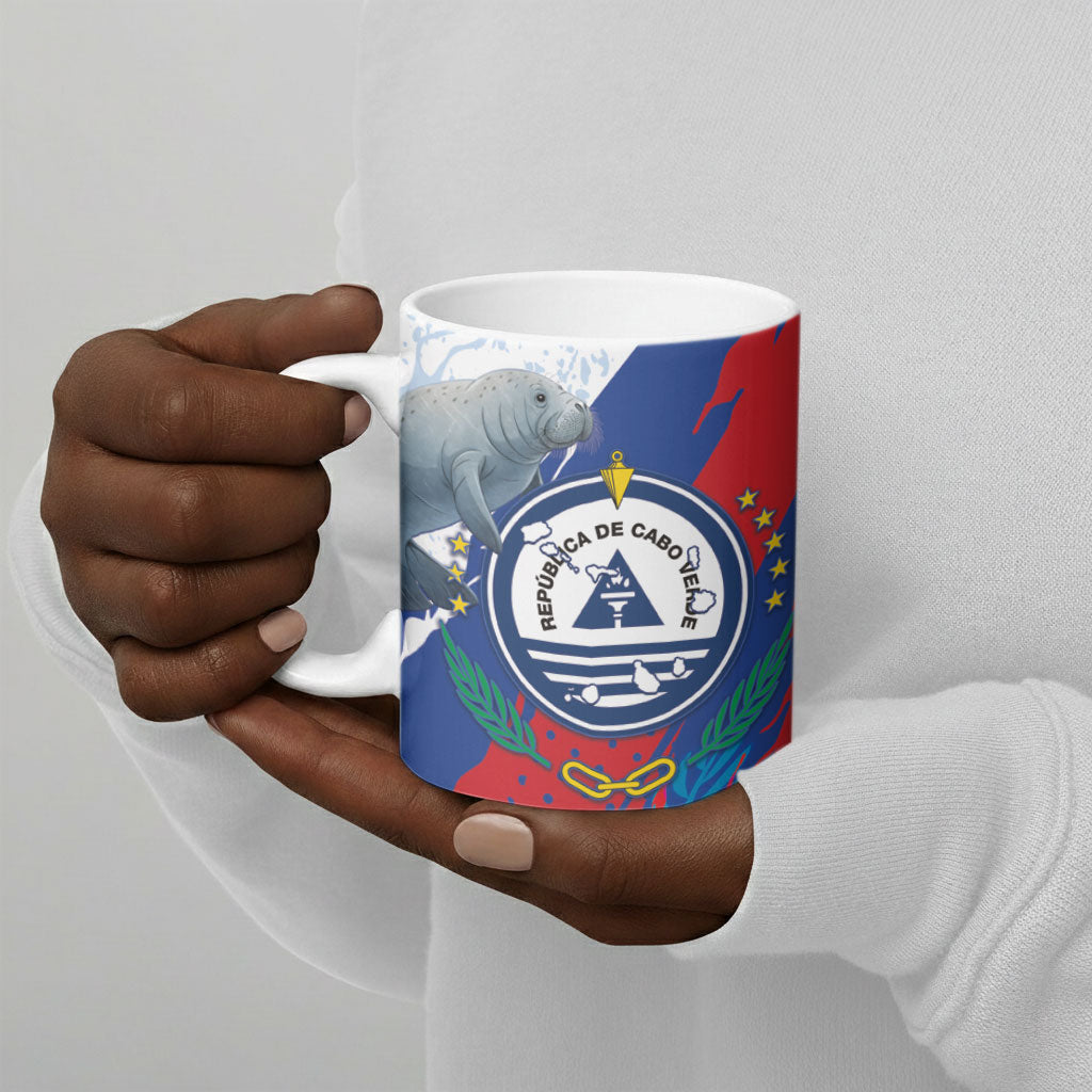 Personalized Cape Verde Independence Day Ceramic Mug 51st Anniversary Manatee Coat Of Arms