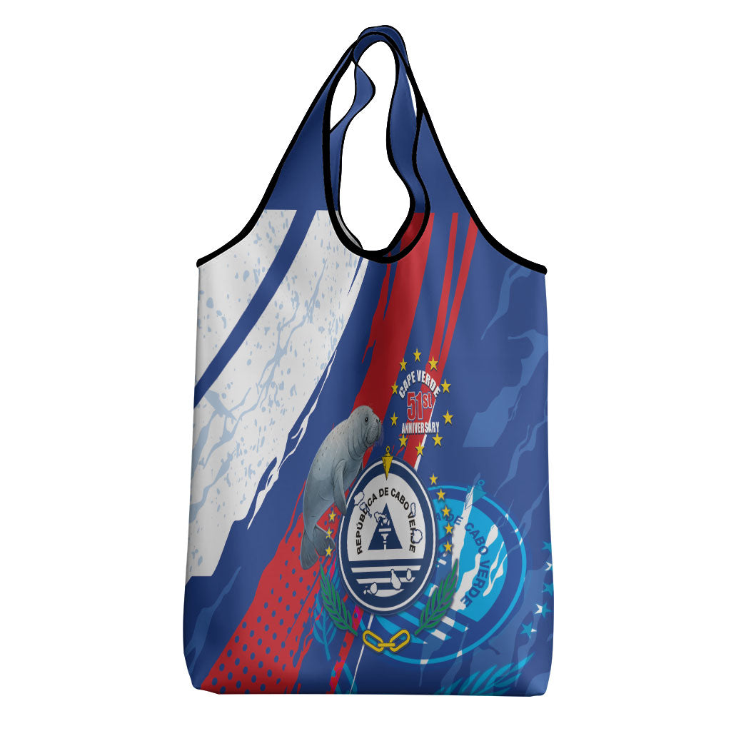 Cape Verde Independence Day Grocery Bag 51st Anniversary Manatee Coat Of Arms