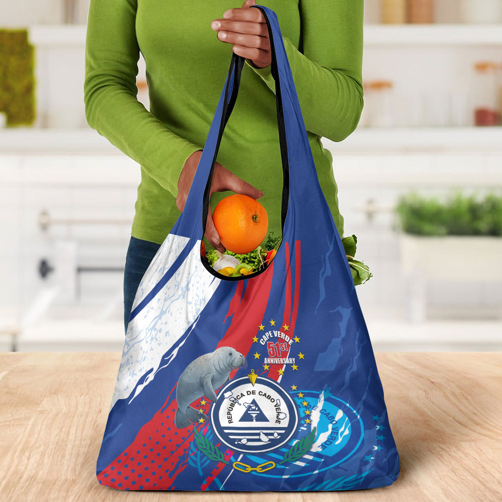 Cape Verde Independence Day Grocery Bag 51st Anniversary Manatee Coat Of Arms